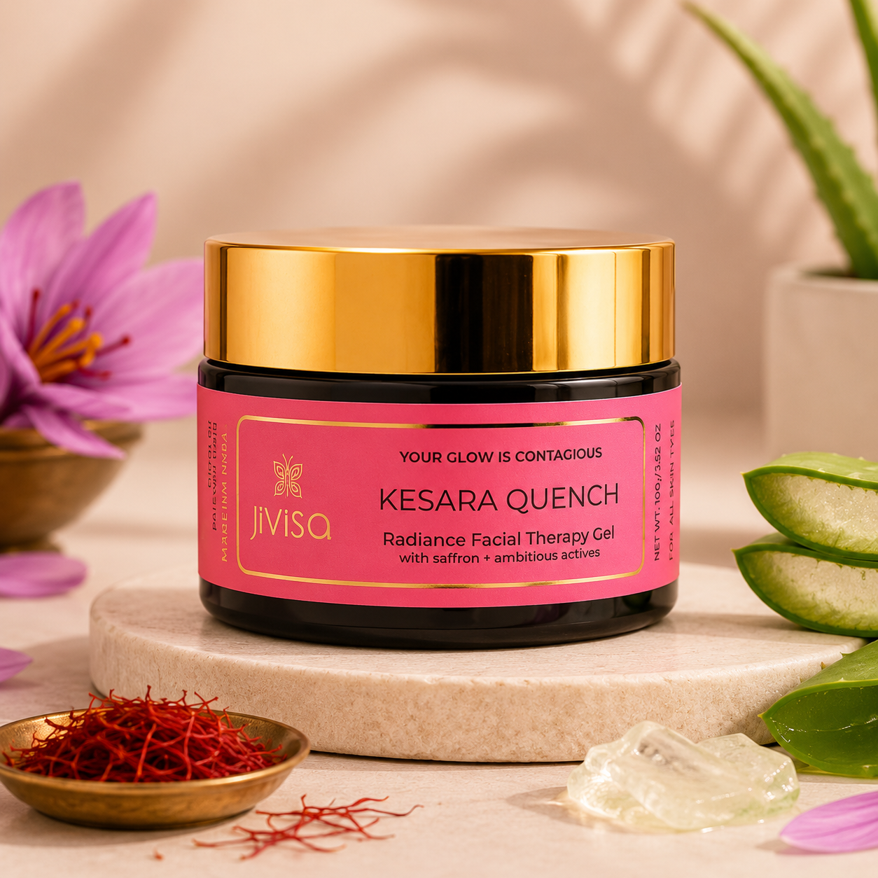 Kesara Quench Radiance Facial Therapy Gel with Saffron & Aloe Vera | JiViSa
