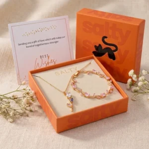 Tulip Bloom Box | Gold-Tone Necklace & Bracelet Gift Set | Salty